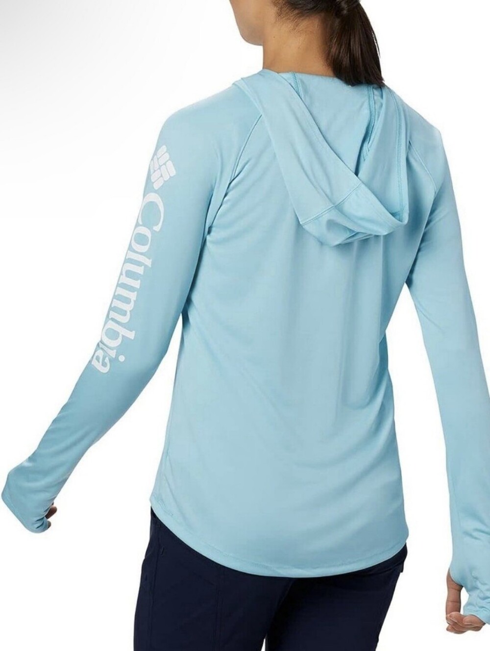 Columbia Light Blue Rapid Creek Hooded Long Sleeve Sun Shirt Size L